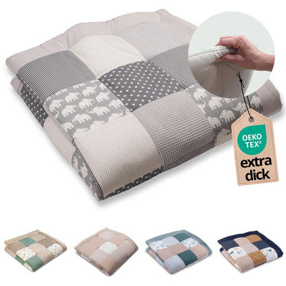 ULLENBOOM Krabbeldecke für Baby 100x100 cm, 100% OEKO-TEX Materialien, Made in EU, Dick & weich gepolstert, Sandblume - ideal als Babydecke, Laufgittereinlage & Spieldecke Baby - Meloni2