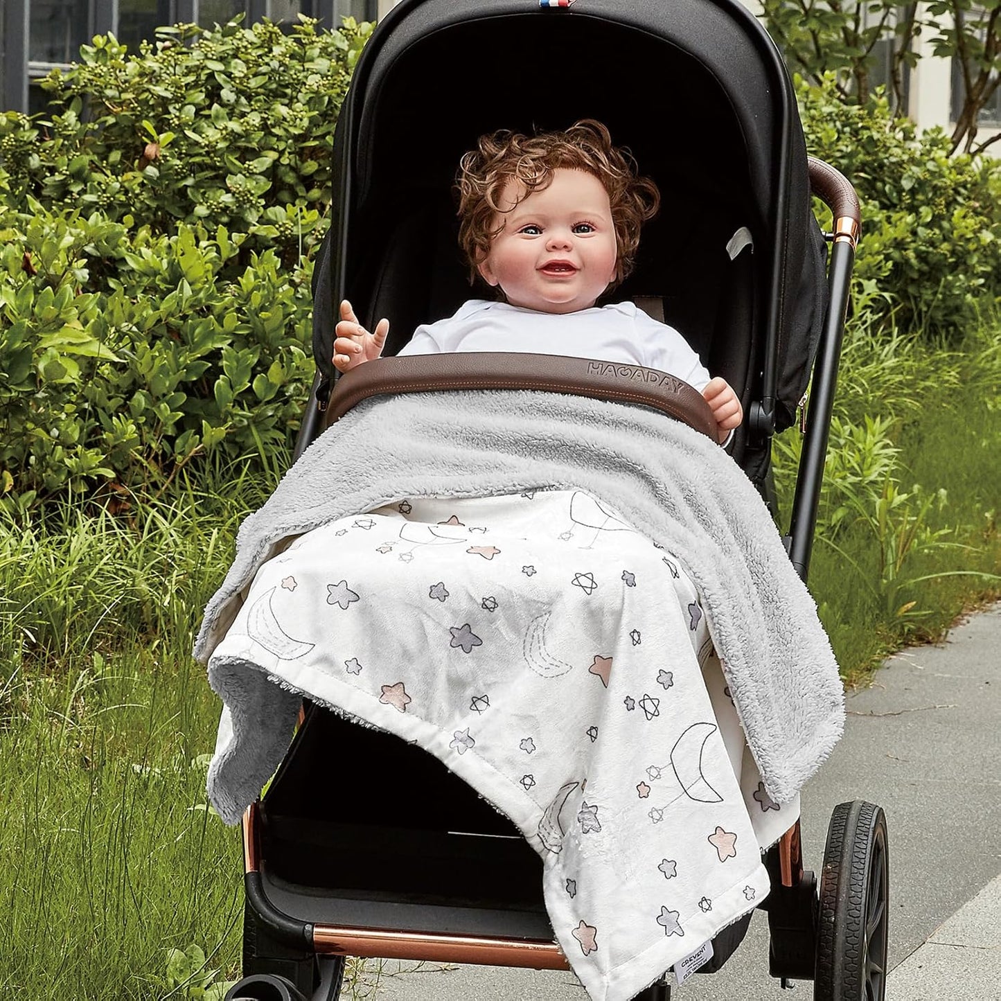CREVENT Kleine Flauschige warme Baby-Überwurfdecke für Jungen, Kleinkinder, Kinderbett, Kinderwagen, 75 cm x 100 cm, graue Wolke