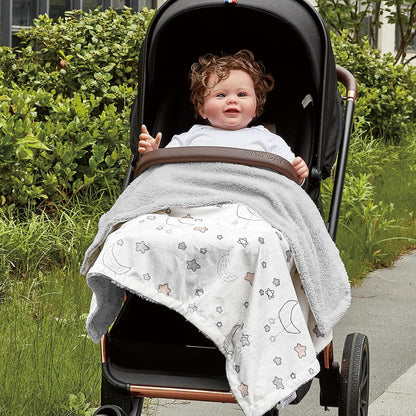 CREVENT Kleine Flauschige warme Baby-Überwurfdecke für Jungen, Kleinkinder, Kinderbett, Kinderwagen, 75 cm x 100 cm, graue Wolke