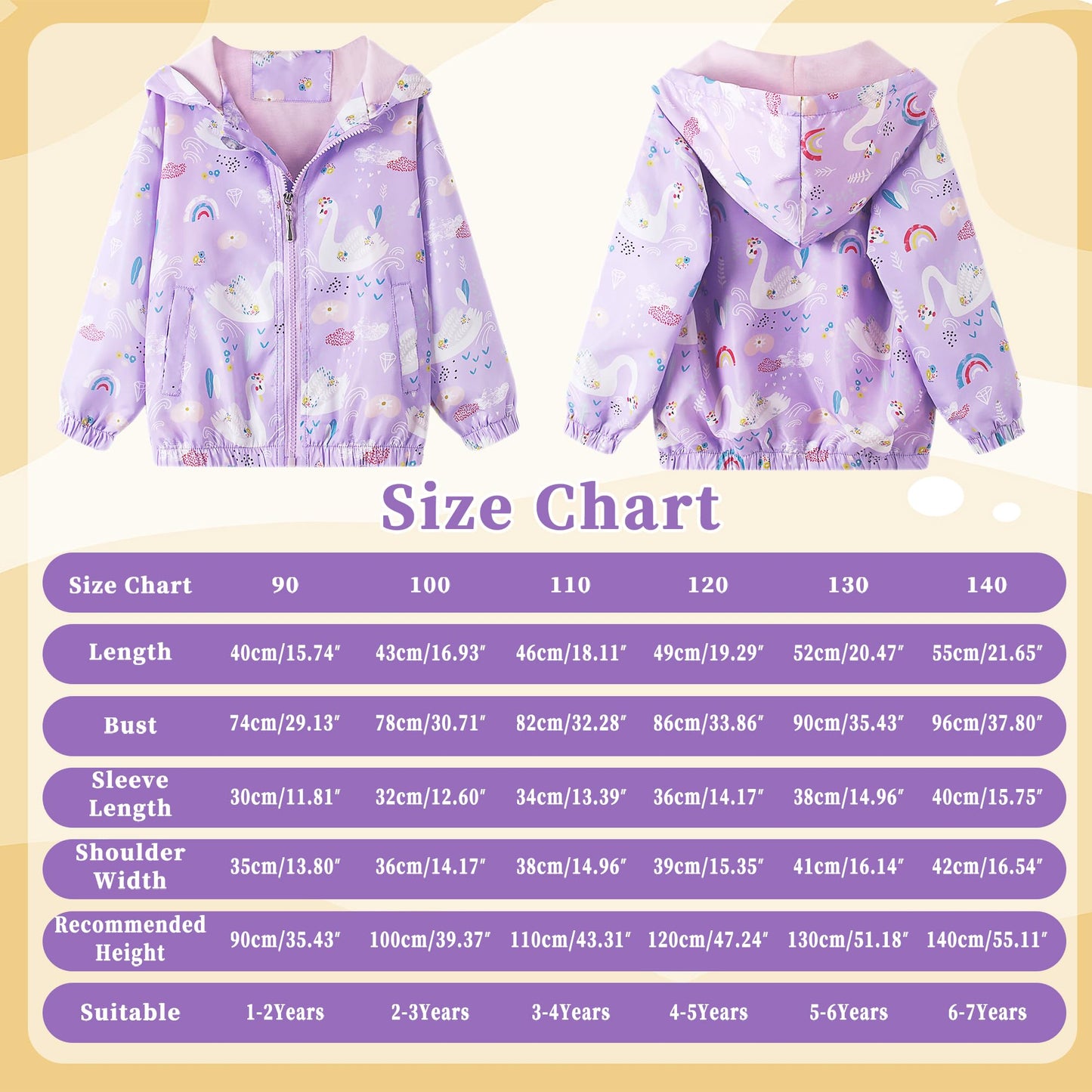 JinBei Jacken Mädchen Jacke Baby Kinder Kapuzen Sweatjacke Kapuzenjacke Cartoon Aufdruck Winddicht Mantel Windjacke Übergangsjack Frühling Herbst Outwear Softshelljacke Regenjacken 1-7 Jahre
