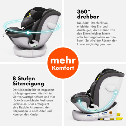 Daliya® Kindersitz ROTAZIONE | I-SIZE 40-150 cm | 8 Pos. | Isofix | (SIP) | Top Tether | 360° | 5 Punkt Gurt | Gruppe 0+ / I/II/III 0-36 KG | Neueste Zulassungs UN ECE Reg. 129 (Beige) - Meloni2