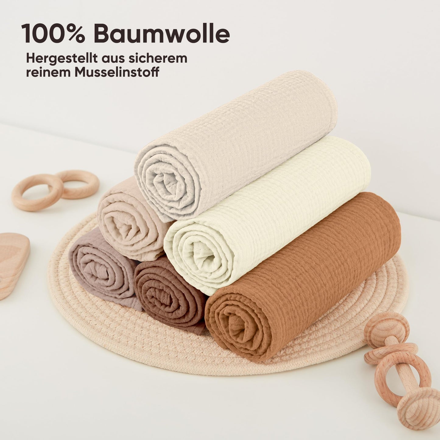 Bearmoss Moltontücher Baby 100% Baumwolle Weiche Spucktücher Baby,Atmungsaktiv und Extrem Saugfähig Musselin Tuch für Saugstark Mulltücher 6er 60x60 cm (Dinosaurier)
