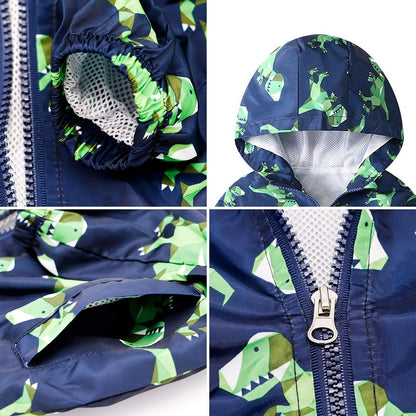 JinBei Jacke Baby Junge Kinder Jacken Kapuzen Sweatjacke Kapuzenjacke Cartoon Aufdruck Jungen Winddicht Mantel Windjacke Übergangsjack Frühling Herbst Outwear Softshelljacke 1-7 Jahre