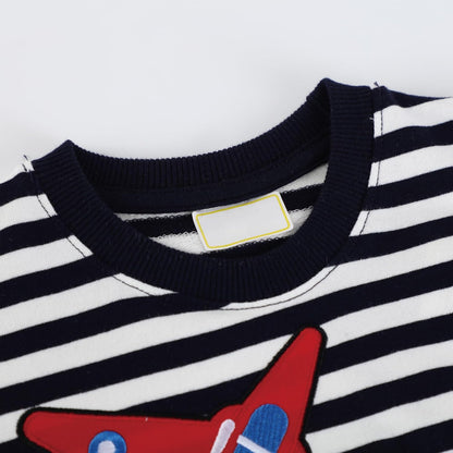 Jungen Pullover Sweatshirt Kinder Casual Langarm Tops Tier Flugzeug Winter Warm Streifen Oberteile Alter 2-7 Jahre