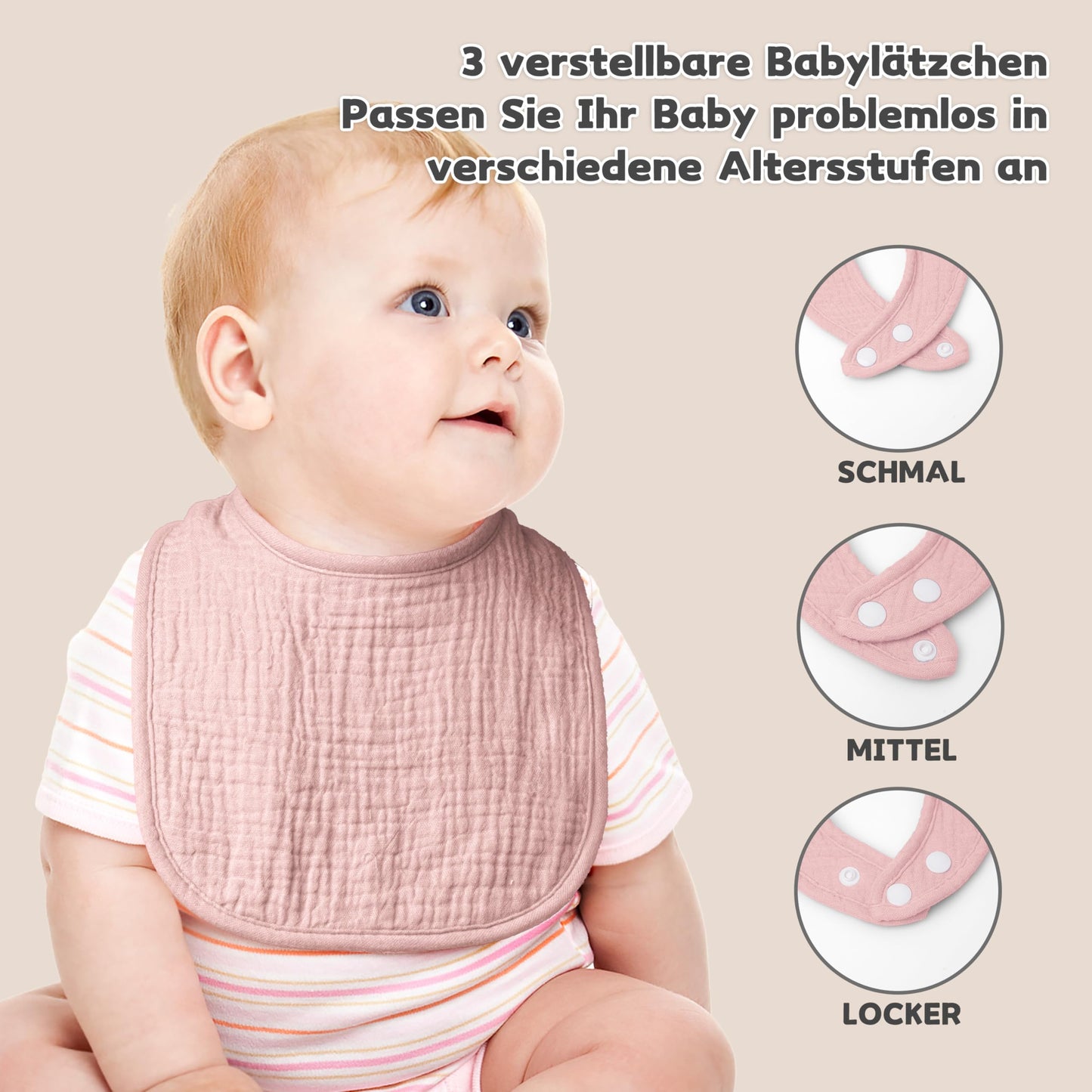 Susurration Bibs Baby Muslin Bandana Baby Soft Adjustable Square Dribble Bibs 6 pack for Unisex Girls &amp; Boys 