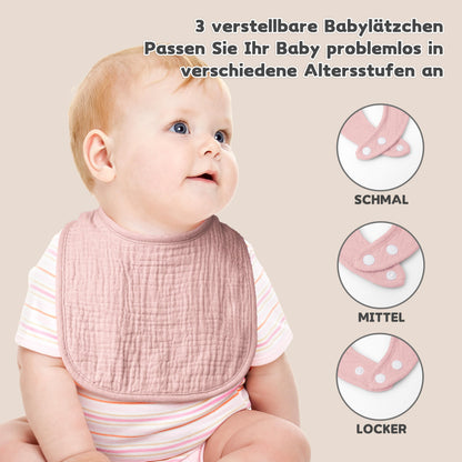 Susurration Bibs Baby Muslin Bandana Baby Soft Adjustable Square Dribble Bibs 6 pack for Unisex Girls &amp; Boys 