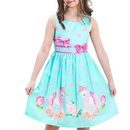 Sunny Fashion Mädchen Kleid Lila Rose Doppelklicken Krawatte Party Kids Trägerkleid Gr. 98-146
