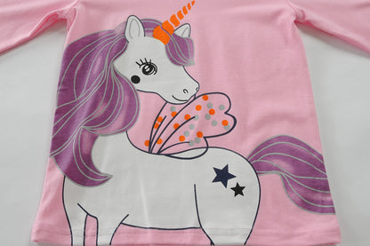 EULLA Children's Girls' Pyjamas Long Sleeve Cotton Winter Pyjama Set Unicorn Princess Dino Rabbit Owl Two Piece Sleepwear 1-10 Years 92 98 104 110 116 122 128 134 140