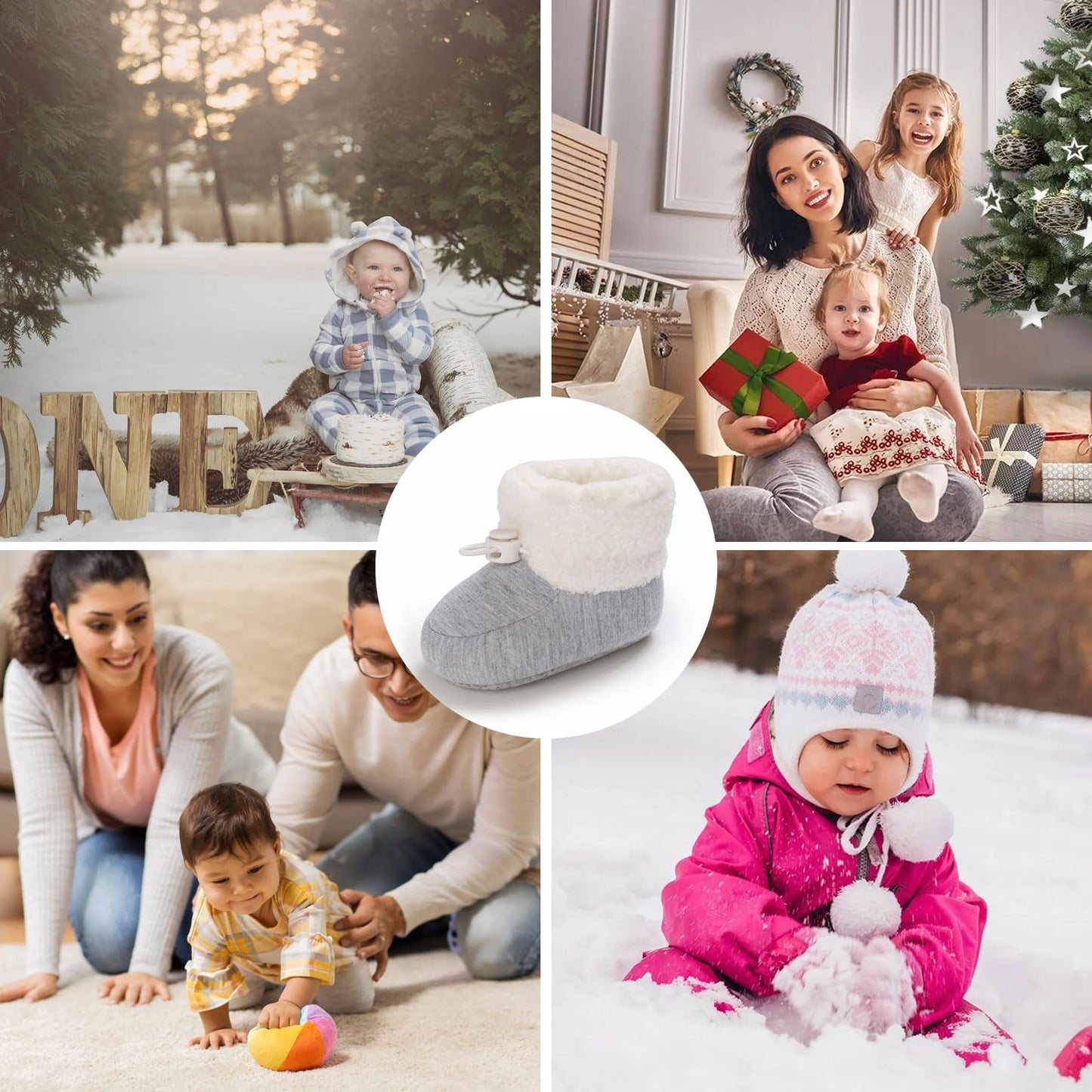 Baby Winter Shoes Warm Baby Shoes Winter Non-Slip Adjustable Newborn Snow Shoes First Walking Shoes Lined Thermal Fleece Crawling Shoes Slippers Winter Boots 0-18 Months