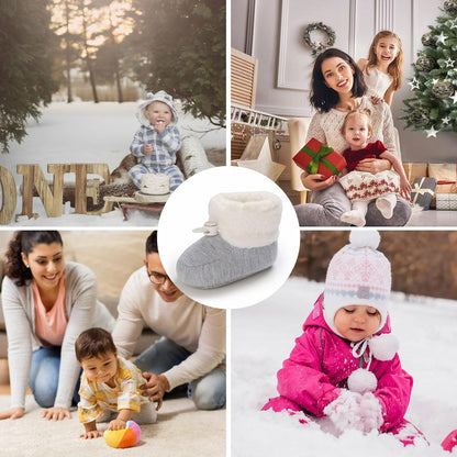 Baby Winter Shoes Warm Baby Shoes Winter Non-Slip Adjustable Newborn Snow Shoes First Walking Shoes Lined Thermal Fleece Crawling Shoes Slippers Winter Boots 0-18 Months