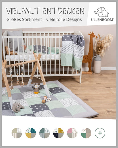ULLENBOOM Krabbeldecke für Baby 80x80 cm, Outdoor-geeignet, 100% OEKO-TEX Materialien, Made in EU, Weich gepolstert, Eukalyptus - ideal als Spieldecke Baby - Meloni2
