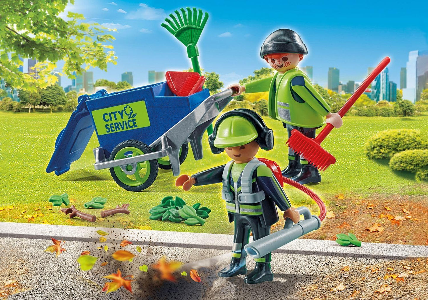 PLAYMOBIL City Action 71434 Stadtreinigungsteam, Stadtreinigung, Figuren und Mülltonne zum Schieben, Spielzeug für Kinder ab 4 Jahren