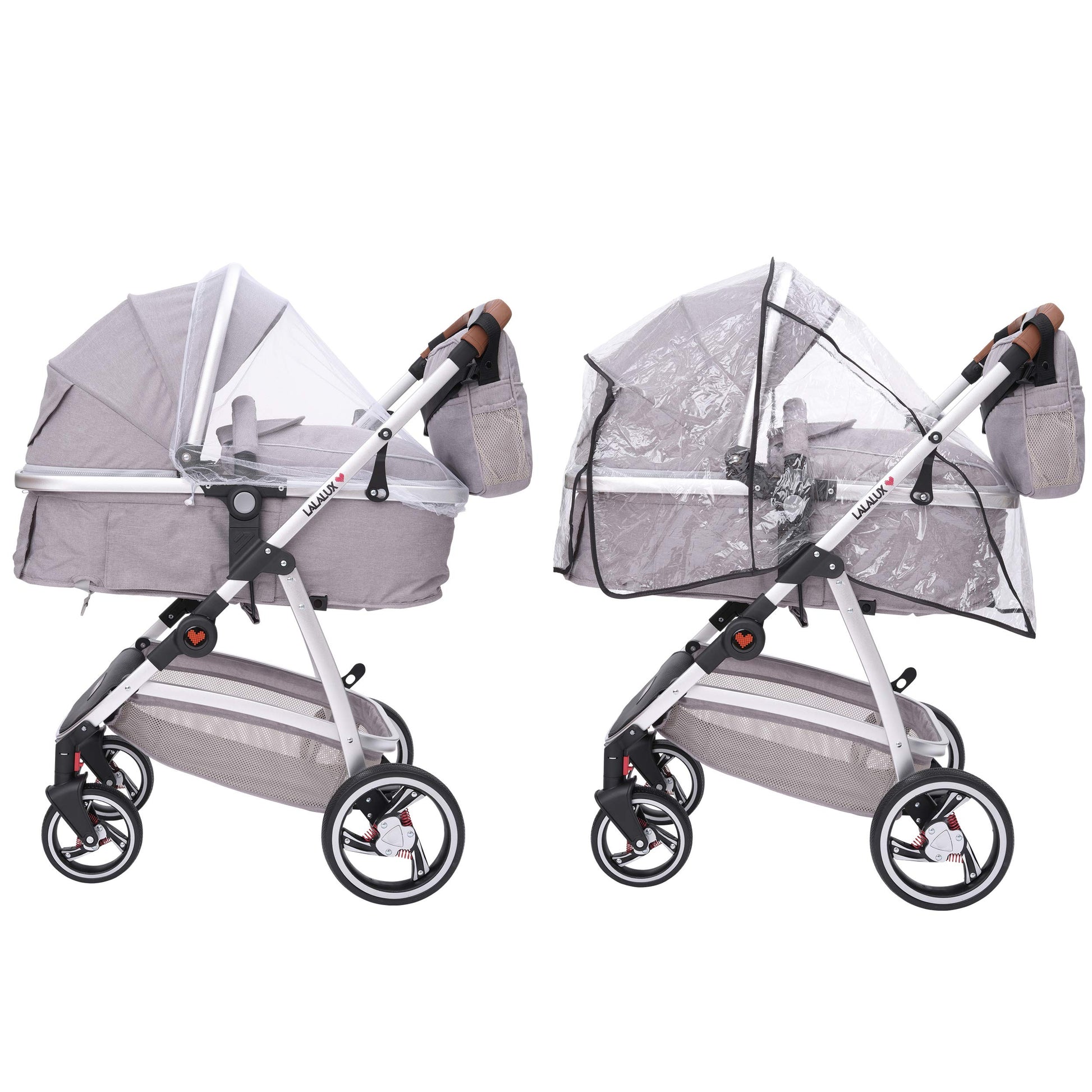 Lalalux Babyboomer leichter Kombikinderwagen Komplettset, Multifunktions-Kinderwagen, klappbar, sportlich, universell, doppelte Federung, inkl. Tasche, Regenschutz u.v.m. Für Kinder bis 36 Monate - Meloni2