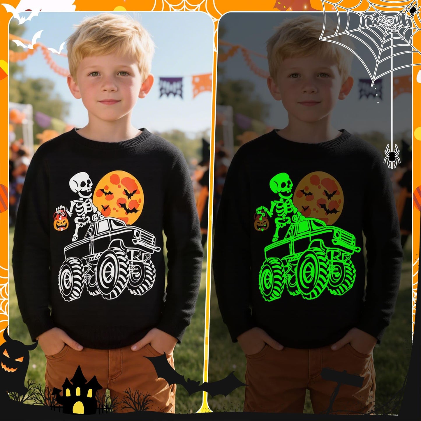 Sweatshirt Children's Boys Glow in the Dark Dinosaur Sweatshirt Astronaut Print Pullover Sport Navy Long Sleeve Warm Cotton Top Jogging Sweatshirt 2-7 Years, Size 92-122