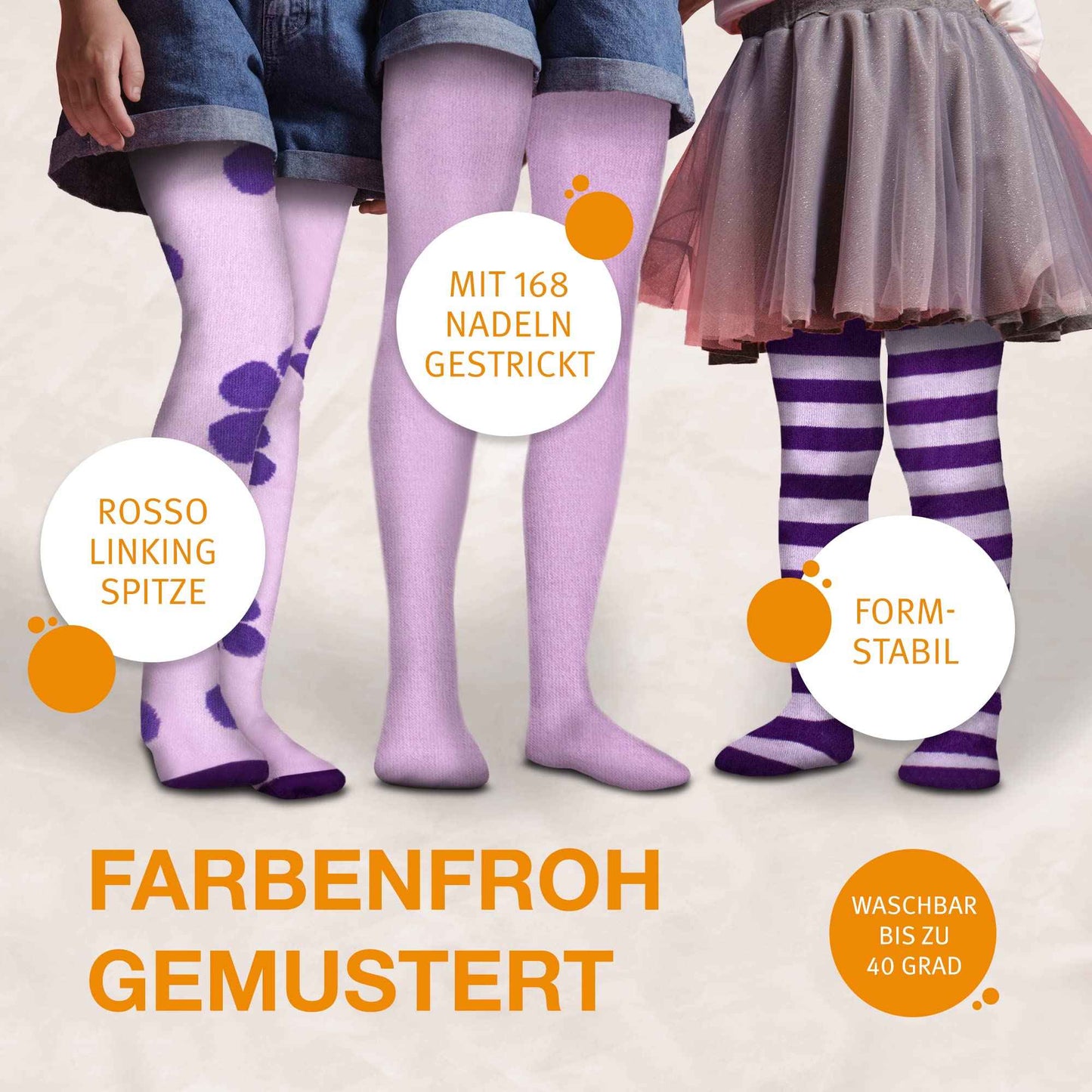 wellyou Children's Tights Girls & Boys - Set of 3 Baby Tights with Pattern - Colourful Cotton Tights Made of Oeko-Tex Certified Materials (Size 62-146)