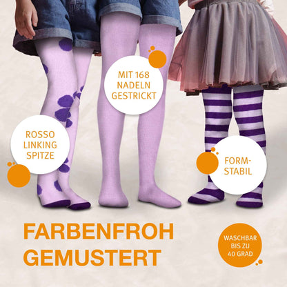 wellyou Children's Tights Girls & Boys - Set of 3 Baby Tights with Pattern - Colourful Cotton Tights Made of Oeko-Tex Certified Materials (Size 62-146)