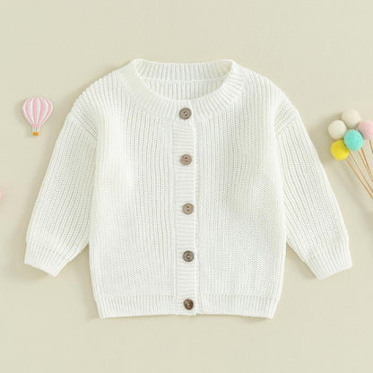 FOMOYUU Strickjacke für Kleinkinder und Neugeborene, Mädchen, langärmelig, Knopfleiste, Sweatshirt, Jacke, Herbst-Outfits