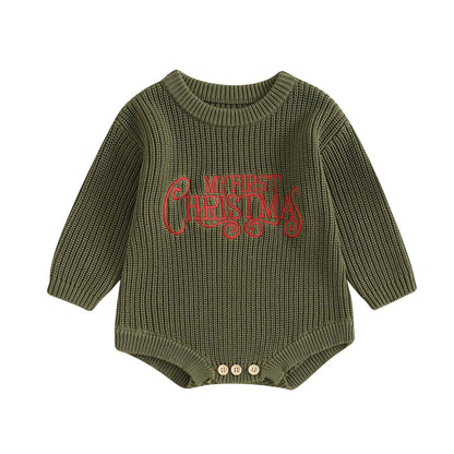 Geagodelia Knitted Christmas Romper Baby Girl Boy Christmas Jumper My First Christmas Newborn Baby Jumper Romper Bodysuit Christmas Jumper