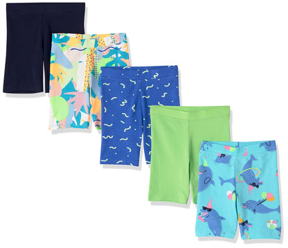 Amazon Essentials Mädchen Midi-Radshorts (Früher Spotted Zebra), 5er-Pack
