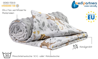 Medi Partners Babydecken Baby 100% Baumwolle Krabbeldecke Babydecke 75x100cm doppelseitig Kinderbett Minky Kuscheldecke Kinderwagen (REH mit grauem Minky)