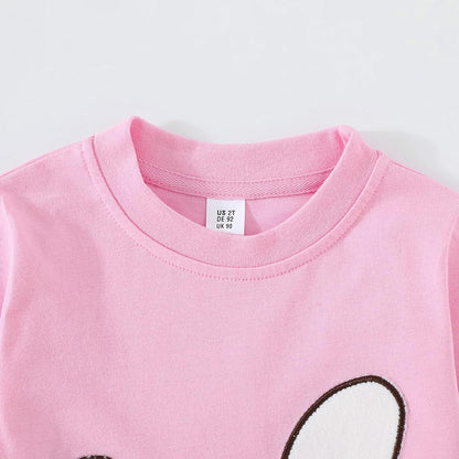 Kinder Hase Langarmshirt für Mädchen Jungen Baumwolle Rundhals Langarm Shirt Ostergeschenke Cartoon Bunny Oberteile Tops 2-7 Jahre