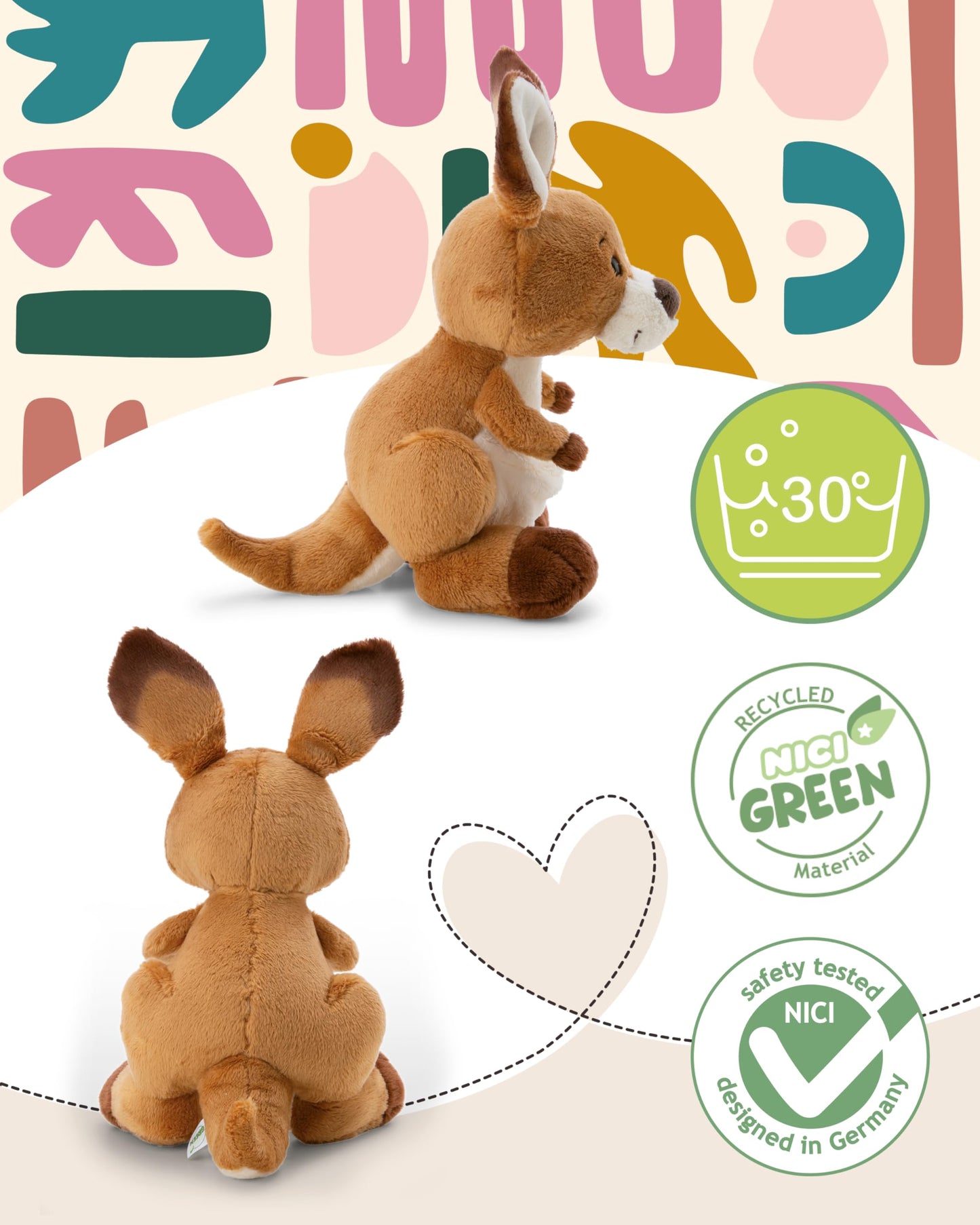 Kuscheltier Känguru Kelly 15cm braun - Stofftier aus weichem Plüsch, niedliches Plüschtier zum Kuscheln und Spielen, für Kinder & Erwachsene, tolle Geschenkidee