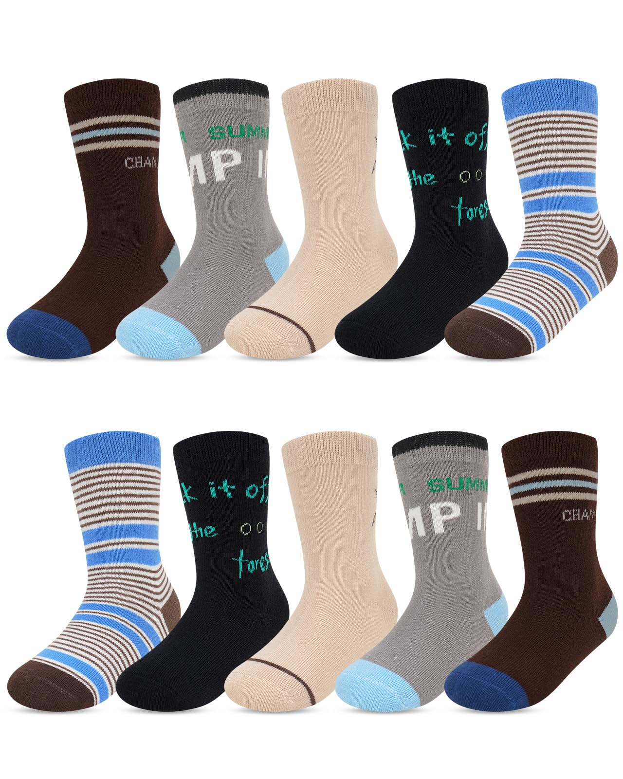 Kyopp 10 Paar Socken Kinder Mädchen und Jungen Klassisch Socken Lustig Cotton Socken Crew Socks Winter/Sommer