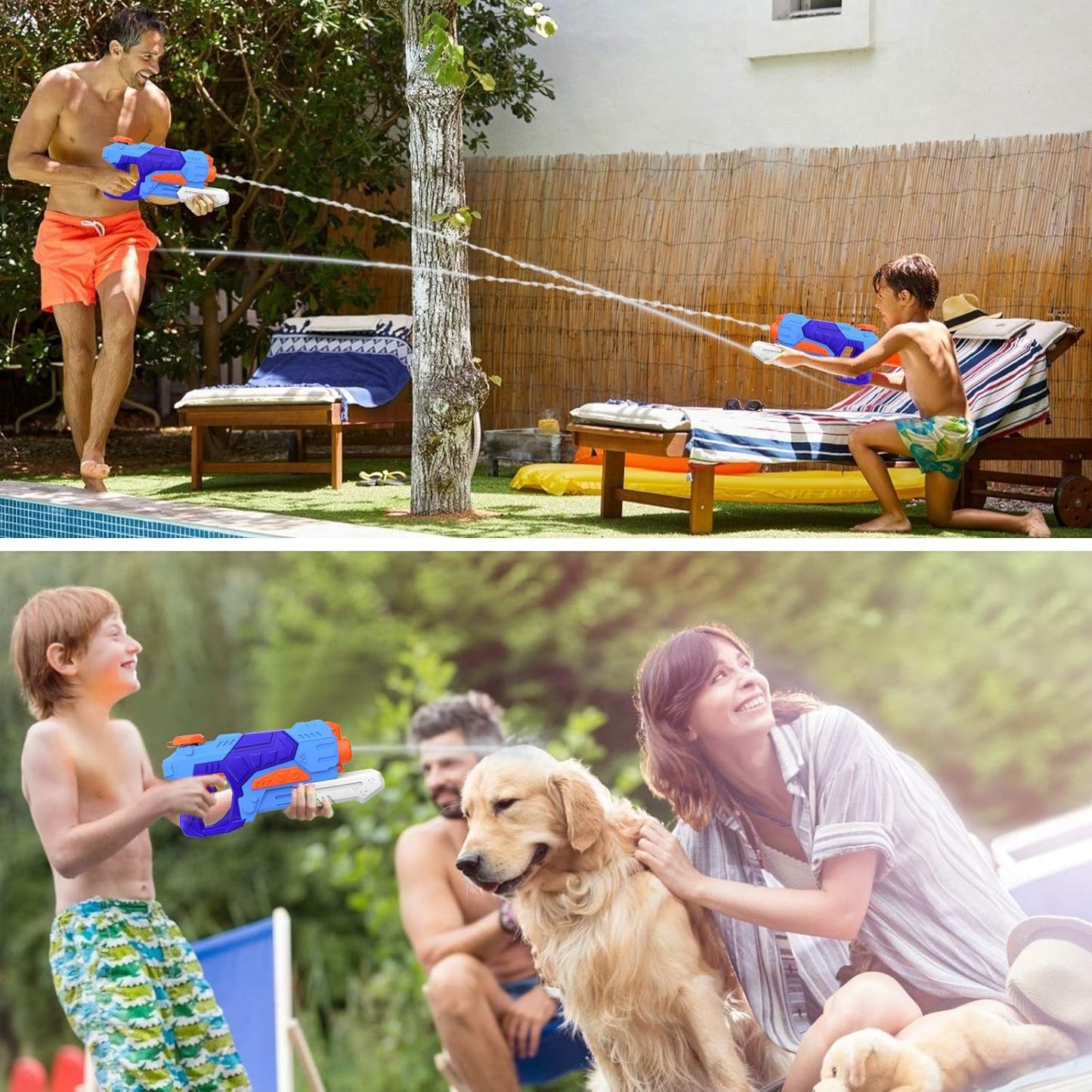 Kiztoys Wasserpistole Spielzeug Kinder Set von 2 600 ml Pool Wasser Spritzpistolen mit 27 Fuß Reichweite, Sommer Wassersport, Garten und Strand Wasserpistolen für Kinder