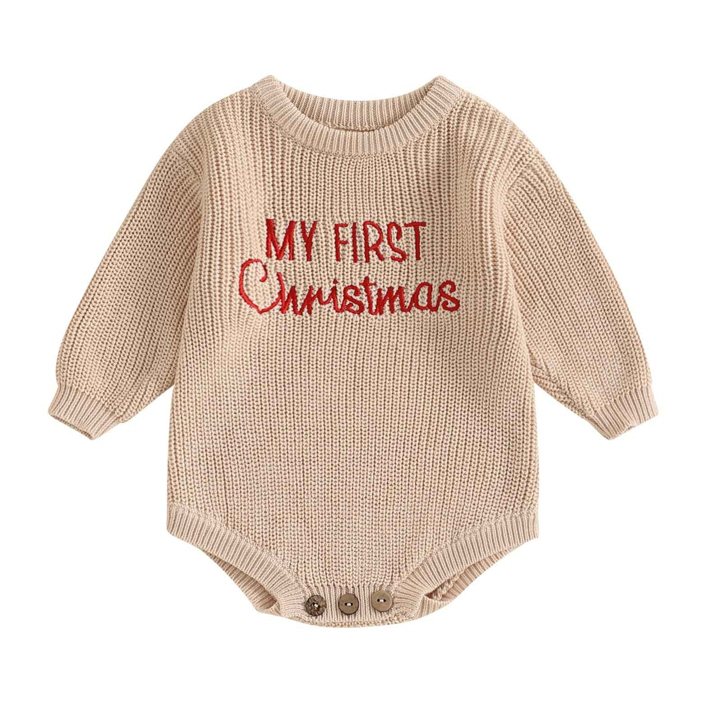 Geagodelia Knitted Christmas Romper Baby Girl Boy Christmas Jumper My First Christmas Newborn Baby Jumper Romper Bodysuit Christmas Jumper