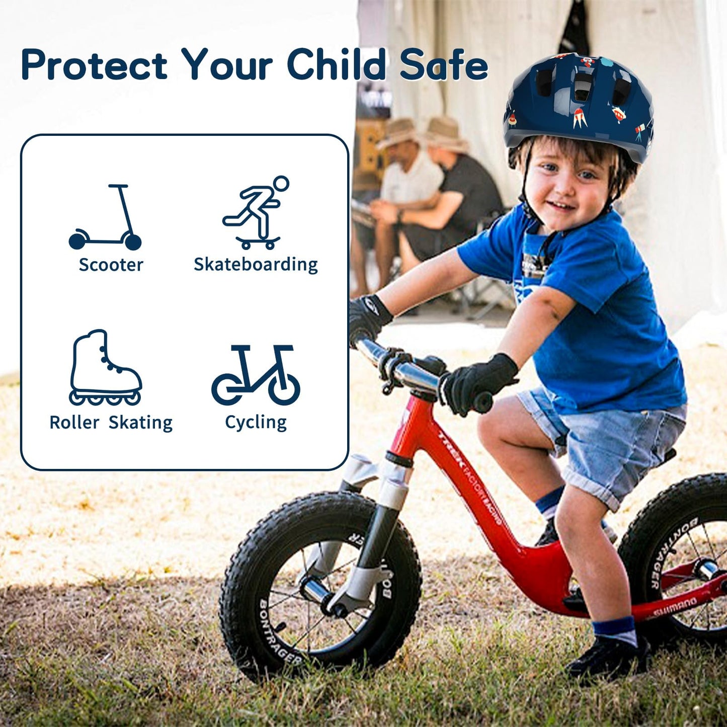 FAYDUDU Toddler Helmet Children's Bicycle Helmet Baby Multi-Sport Adjustable Helmet Sports Helmet Cycling Bicycle Scooter Skateboard Helmet Lightweight for Children Boys Girls from 2-8 Years Old