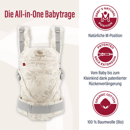 manduca XT Babytrage - Verstellbarer Sitz, der mitwächst - Vom Neugeborenen bis zum Kleinkind - Babytrage aus Bio-Baumwolle mit 3 Tragemöglichkeiten