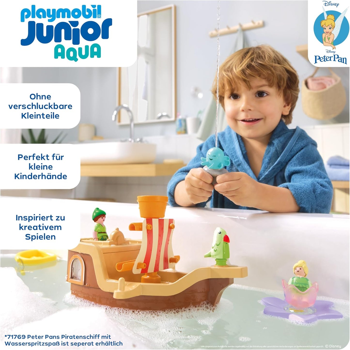 PLAYMOBIL JUNIOR Aqua & Disney | Tinkerbells magische Feen-Schwimmblume | Nachhaltiges Wasserspielzeug ab 1 Jahr | Geschenk für Kleinkinder | Fördert Kreativität & Rollenspiel | 71772