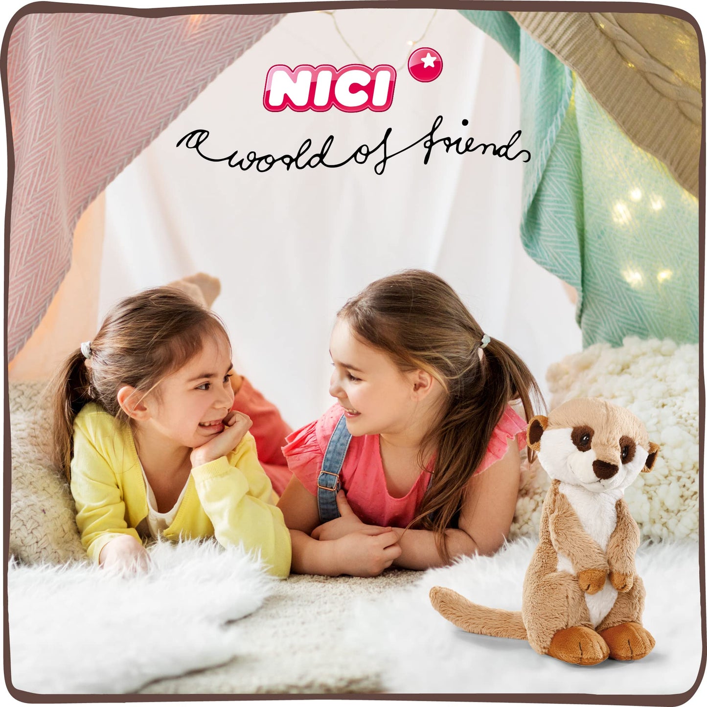 NICI Kuscheltier Erdmännchen 15 cm – Erdmännchen Plüschtier für Mädchen, Jungen & Babys – Flauschiges Stofftier Erdmännchen zum Kuscheln, Spielen und Schlafen – Gemütliches Schmusetier – 46343
