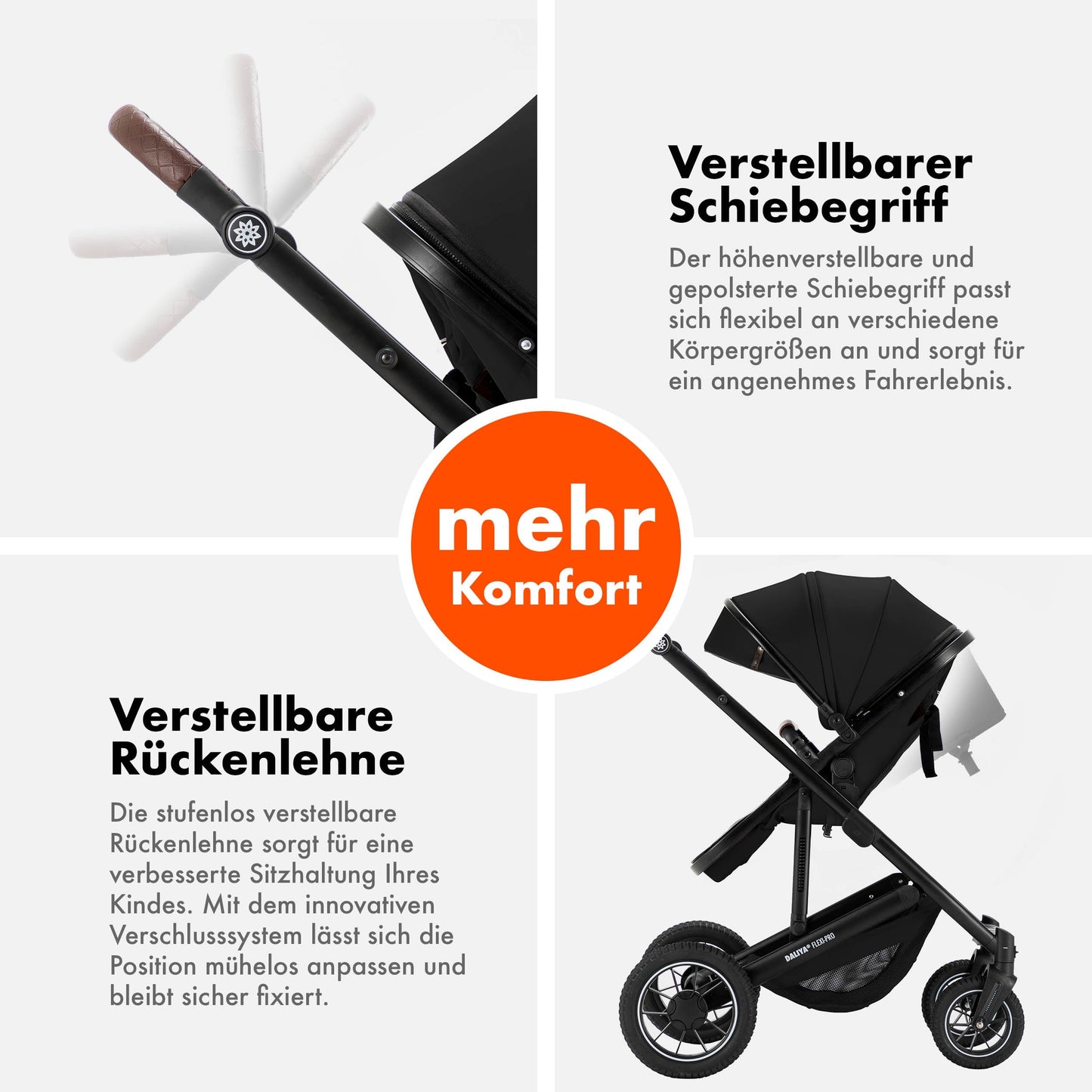 Daliya® FLEXI-PRO M 2in1 Kombikinderwagen & Buggy – XXL-Set, Reise-Kinderwagen mit Einhand-Abnahme, Wetterschutz, Sportsitz, Wickeltasche, Spieltisch, Regenschutz, dicke Matratze (Olivgrün)