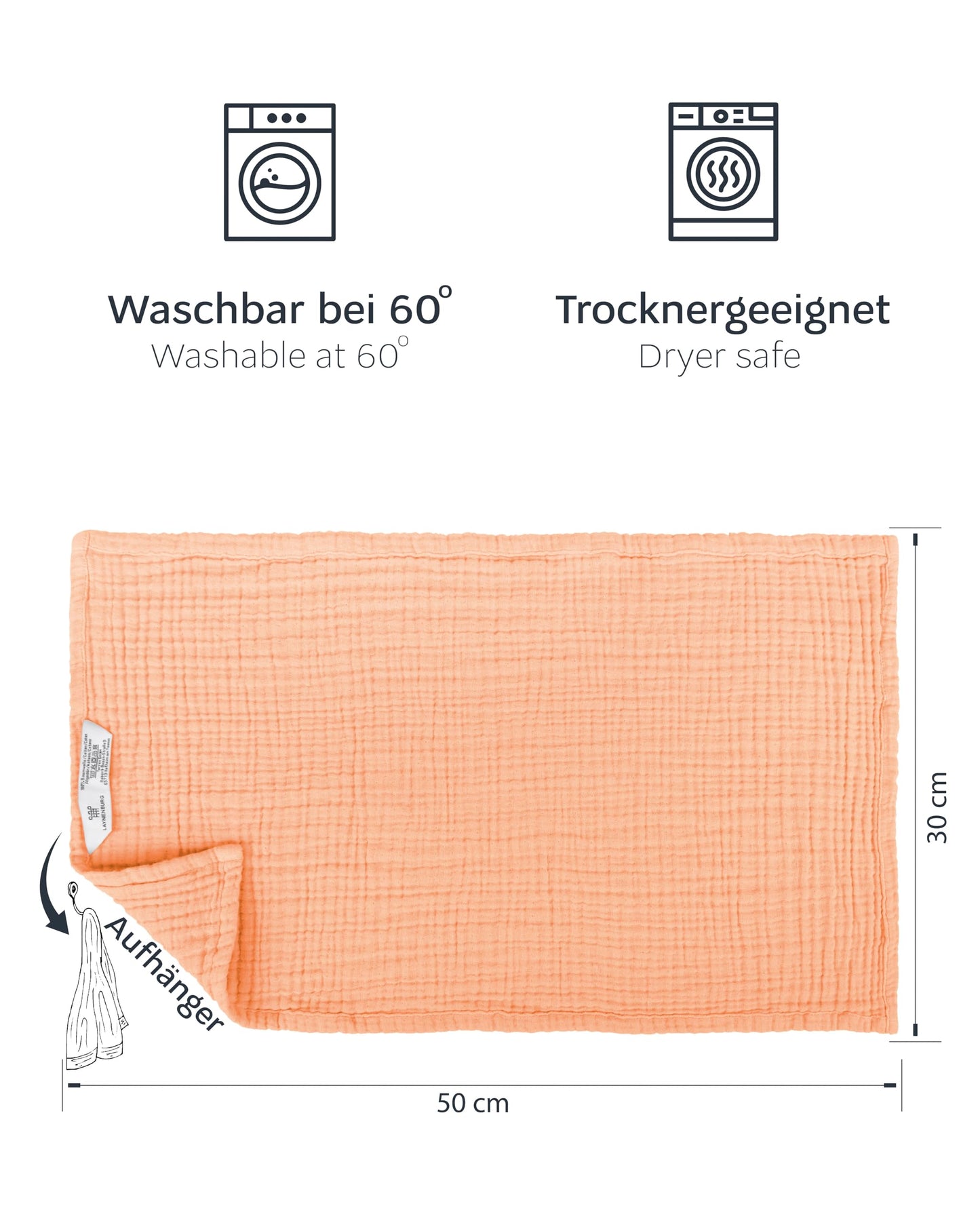 LAYNENBURG 10er-Set Premium Spucktücher Baby aus extra weichem Musselin - 100% Baumwolle - 30x50cm - Oeko Tex 100 - Musselin-tücher als Mulltücher, Mullwindeln oder Stoffwindeln (weiß)