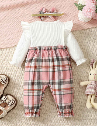 UUAISSO Newborn Baby Girl Clothing Long Sleeve Ruffle Jumpsuit Bowknot Romper Infant Girls Autumn Winter Outfits