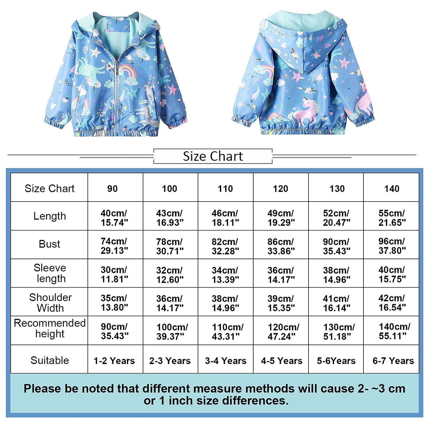 JinBei Jacken Mädchen Jacke Baby Kinder Kapuzen Sweatjacke Kapuzenjacke Cartoon Aufdruck Winddicht Mantel Windjacke Übergangsjack Frühling Herbst Outwear Softshelljacke Regenjacken 1-7 Jahre