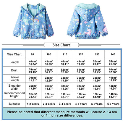 JinBei Jacken Mädchen Jacke Baby Kinder Kapuzen Sweatjacke Kapuzenjacke Cartoon Aufdruck Winddicht Mantel Windjacke Übergangsjack Frühling Herbst Outwear Softshelljacke Regenjacken 1-7 Jahre