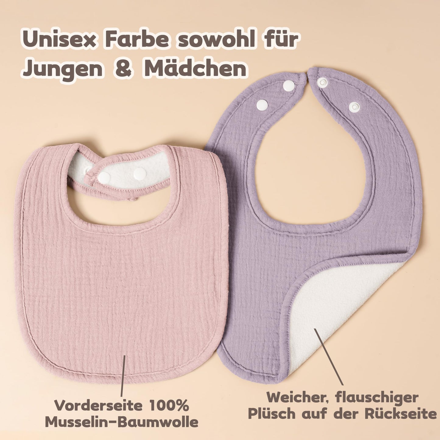 Susurration Bibs Baby Muslin Bandana Baby Soft Adjustable Square Dribble Bibs 6 pack for Unisex Girls &amp; Boys 
