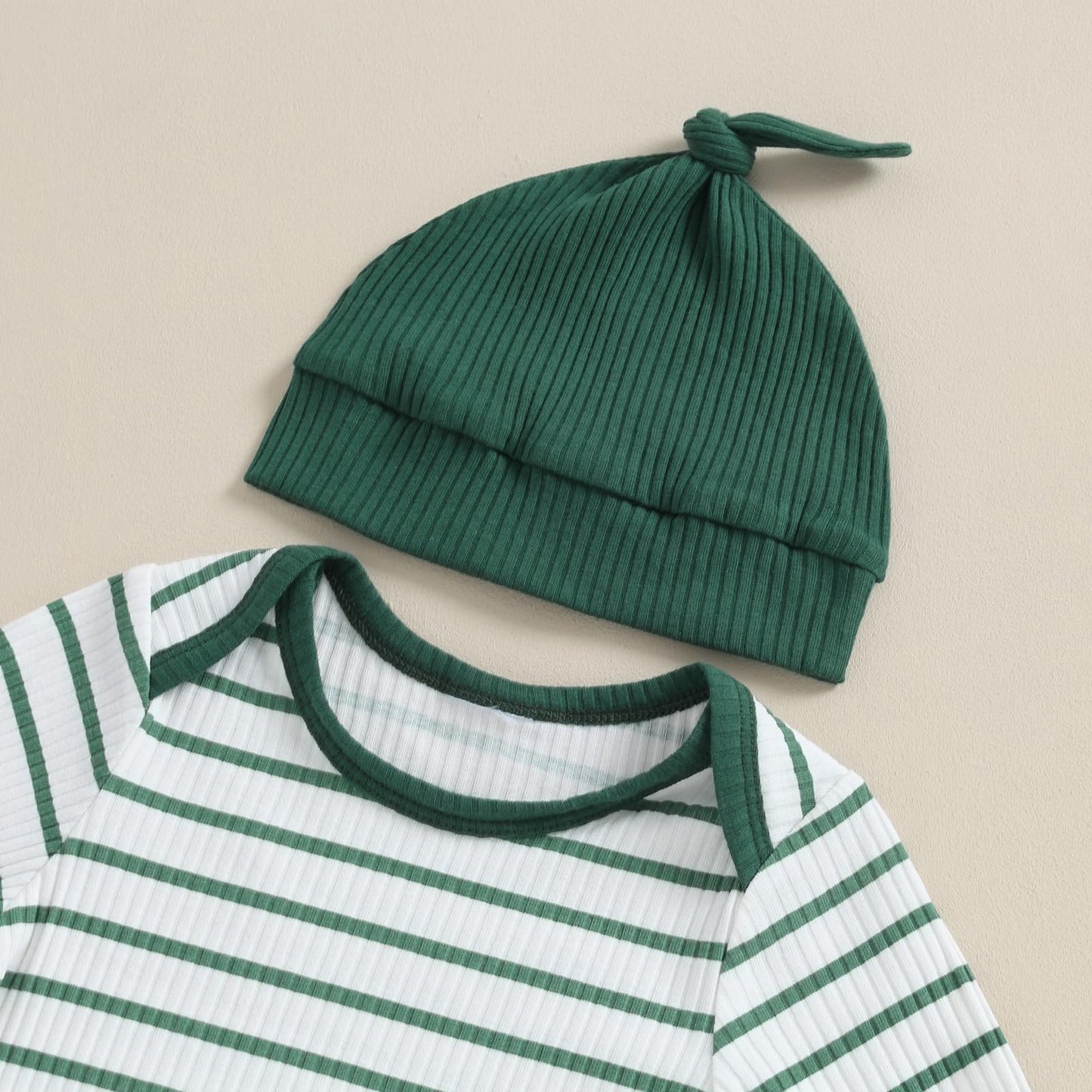 Baby Jungen Kleidung Gestreifter Body Strampler Langarm Top + Hose + Hut Baby Kleidung Set Baumwolle Weiche Kleidung Set für Neugeborene Kleinkinder 0-18 Monate