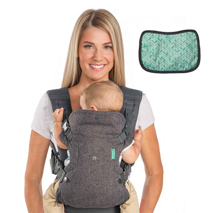 Infantino Flip Advanced 4-in-1 Babytrage, Ergonomisch, Umwandelbar, mit Blickrichtung Nach Innen und Außen, Vorne und Hinten Tragbar für Neugeborene bis Kleinkinder von 3,6-14,5 kg, Grau