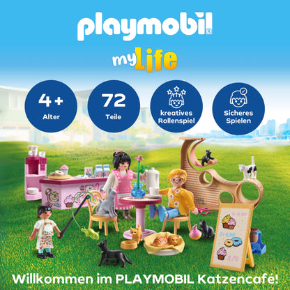 PLAYMOBIL Cat Café Cat Toy Child Animal Figure Set Toy for Children from 4 Years 71744