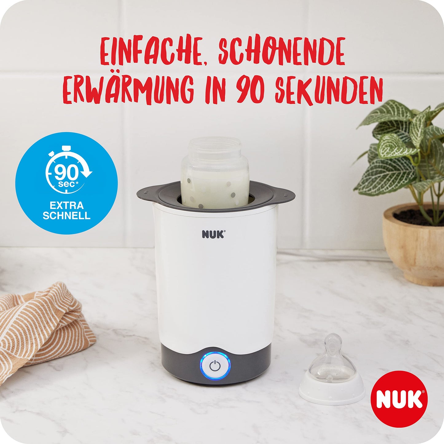 NUK Perfect Match Complete Feeding Set | Ab 0 Monate | Vario Express-Sterilisator, 4 Babyflaschen, Flaschenwärmer, Flaschenbürste und mehr | Regenbogen | 8 Stück