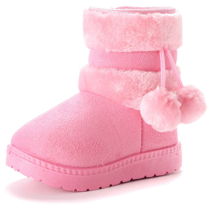 Children's Warm Lined Snow Boots, Girls' Winter Shoes, Baby Non-Slip Boots, Toddler Shoes, Soft Soles, Slip-On Boots