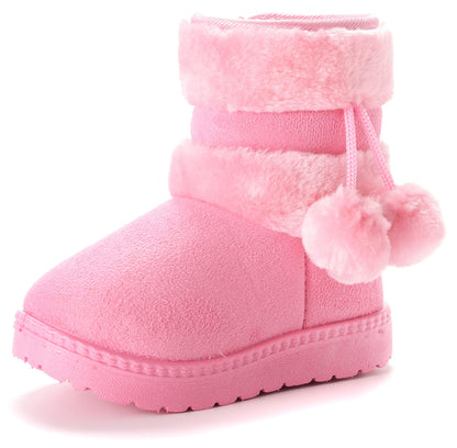 Children's Warm Lined Snow Boots, Girls' Winter Shoes, Baby Non-Slip Boots, Toddler Shoes, Soft Soles, Slip-On Boots