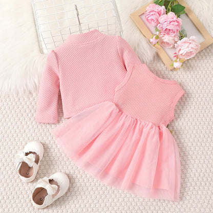 Toddler Baby Girl Dress and Cardigan Set Long Sleeve Cotton Princess Tutu Dresses with Outfits Coat