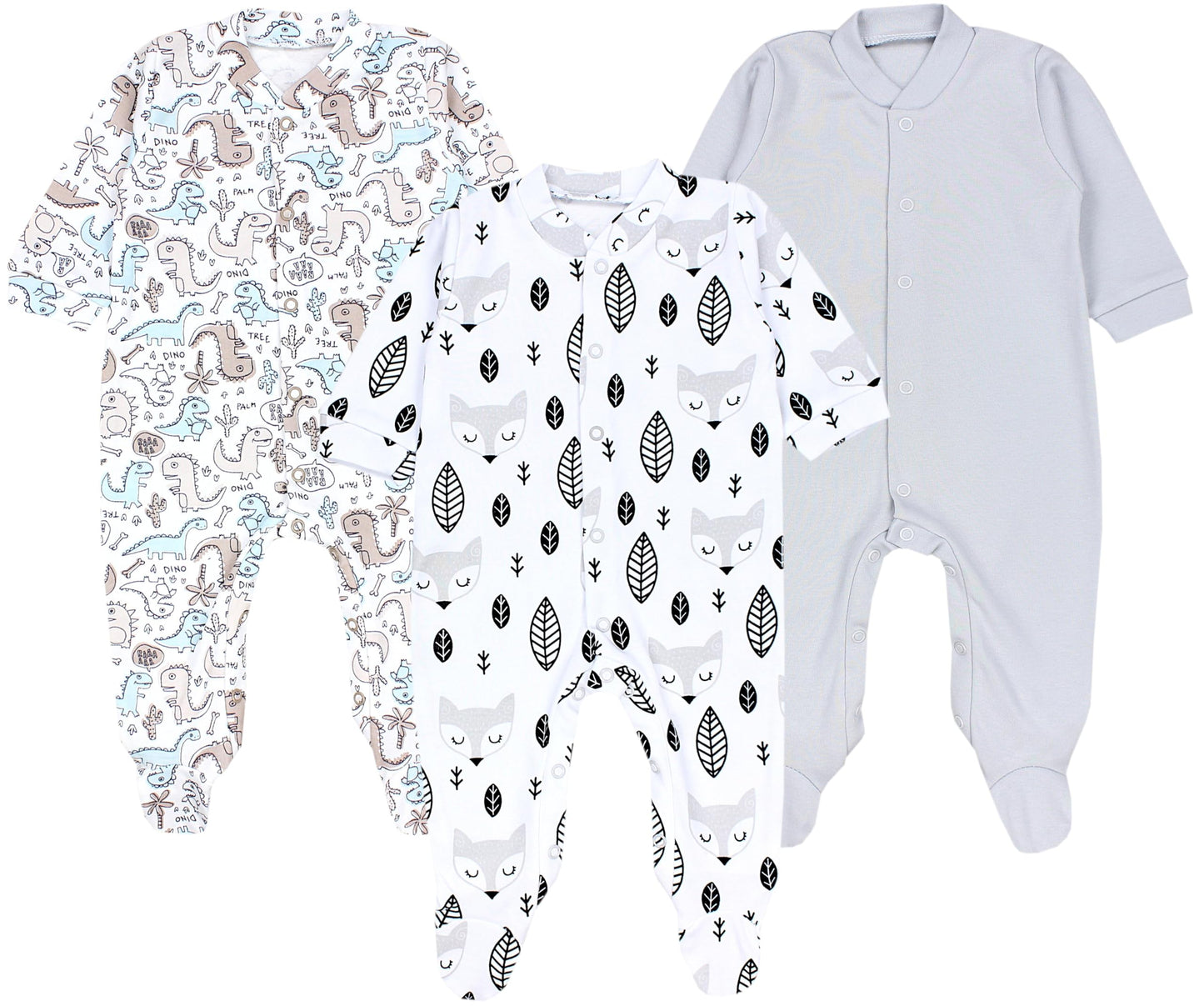 TupTam Baby Jungen Schlafstrampler Langarm Strampler Schlafanzug mit Fuß 3er Pack