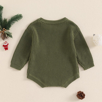 Geagodelia Knitted Christmas Romper Baby Girl Boy Christmas Jumper My First Christmas Newborn Baby Jumper Romper Bodysuit Christmas Jumper
