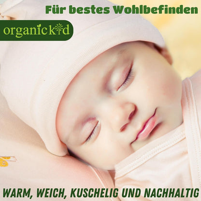 ORGANICKID Baby Set Neugeborene - weiche Bio-Baumwolle allergikerfreundlich 7 Teile mit Kapuzendecke - Baby Erstausstattung Geschenkset zur Geburt, 0-6 Monate, unisex Mädchen & Jungen