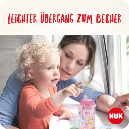 NUK Kiddy Cup Night Trinklernflasche | Schnabeltasse mit Leuchteffekt | 12+ Monate | Auslaufsicher mit harter Trinktülle | Clip und Schutzkappe | BPA-frei | 300 ml | Planeten (blau), 10255678 - Meloni2